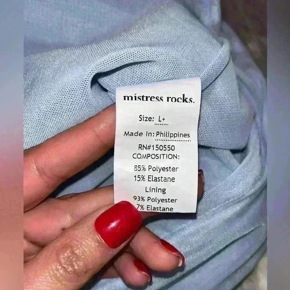 Mistress Rocks Hazy Blue Asymmetric Cutout Dress in Blue size large plus - Picture 9 of 10